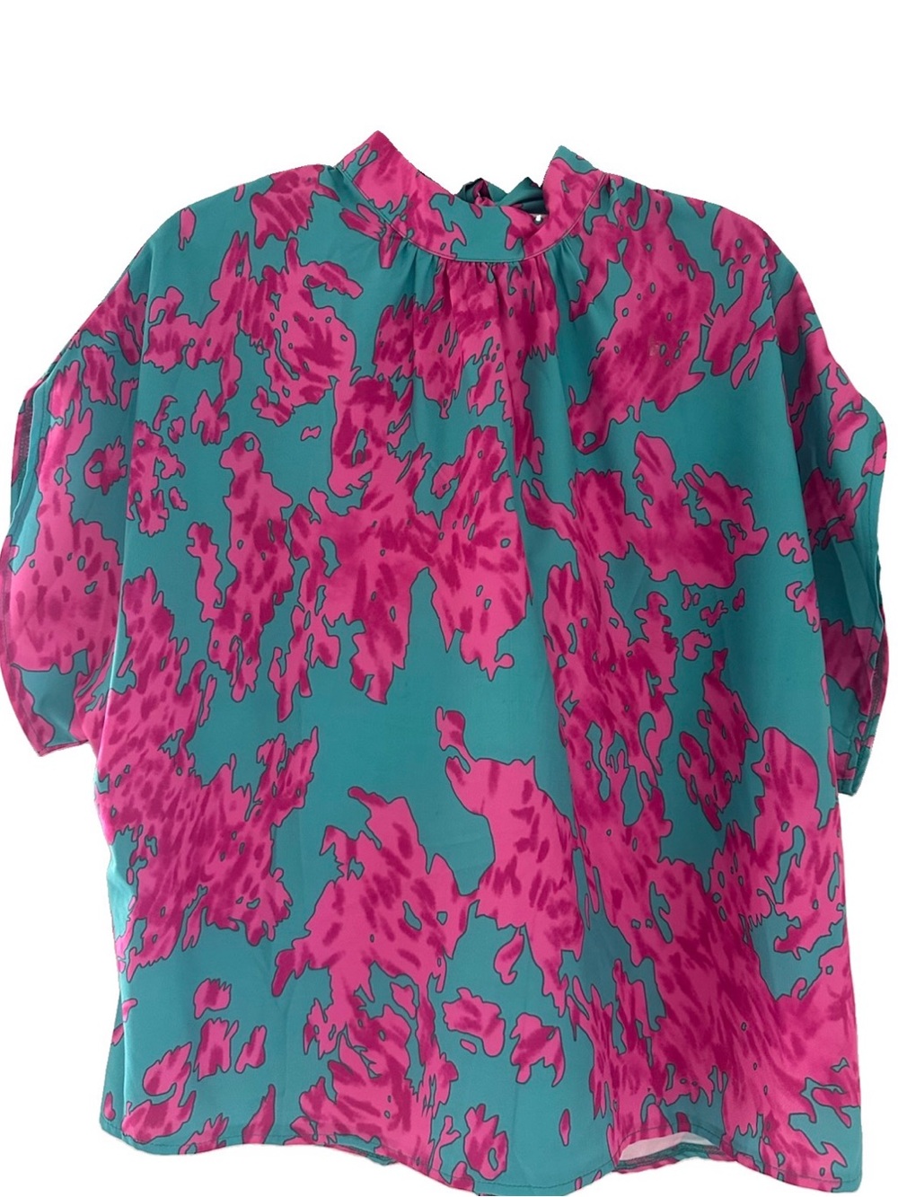 SHEIN Teal and Fuchsia Printed Blouse